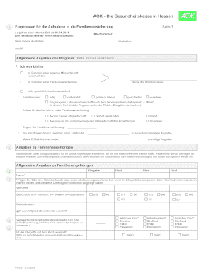 Fragebogen Zur Familienversicherung Aok  Form