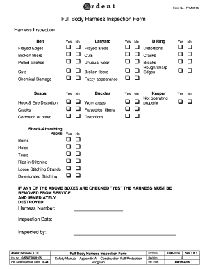  Safety Harness Inspection Checklist Form 2016-2024