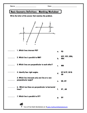 Geometry Vocabulary Worksheet Answers  Form