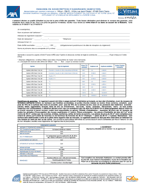 Remplissable DEMANDE DE SOUSCRIPTION D&#039;ASSURANCE HABITATION  Form