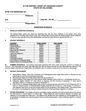  Canadian County Parenting Schedule Rev 05 13 14 2014