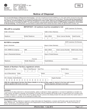 Notice of Disposal Nt  Form