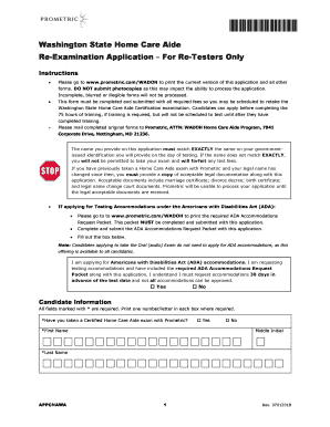 Get and Sign Washington State Department of Health Home Care Aide Prometric 2018-2022 Form