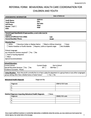 Referral Form for Mental Health Services