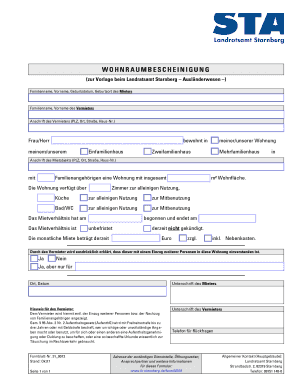 Wohnraumbescheinigung  Form