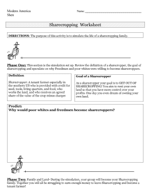 Sharecropping Worksheet  Form