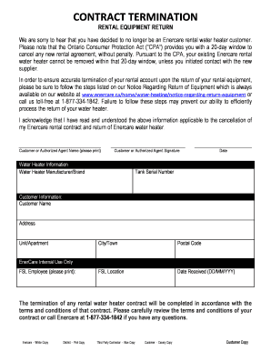 Enercare Contract Termination  Form