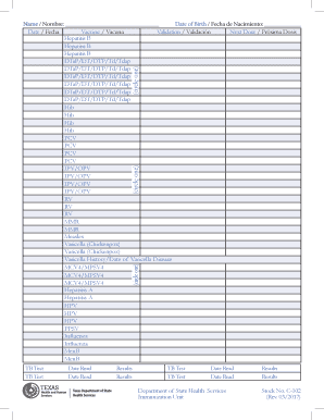  Printable Imminization Record Stock No C 102 Rev 10 06 2017-2024