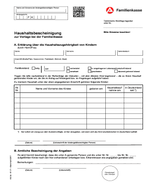 Haushaltsbescheinigung  Form