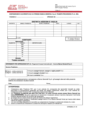 Distinta Versamento Contanti  Form