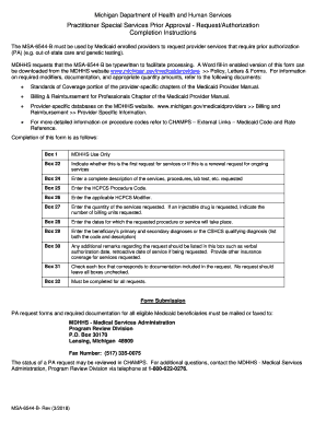 The MSA 6544 B Must Be Used by Medicaid Enrolled Providers to Request Provider Services that Require Prior Authorization  Form