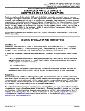 682202, Interagency Notice of Change in Director or Senior Executive Officer for Questions Regarding This Form, Email Formsfdic 