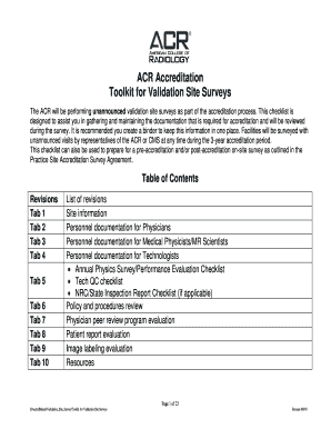 Acr Toolkit for Validation Site Surveys  Form