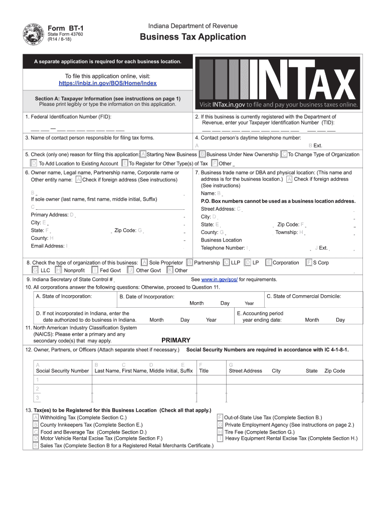  Indiana Business Tax Forms 2018-2024