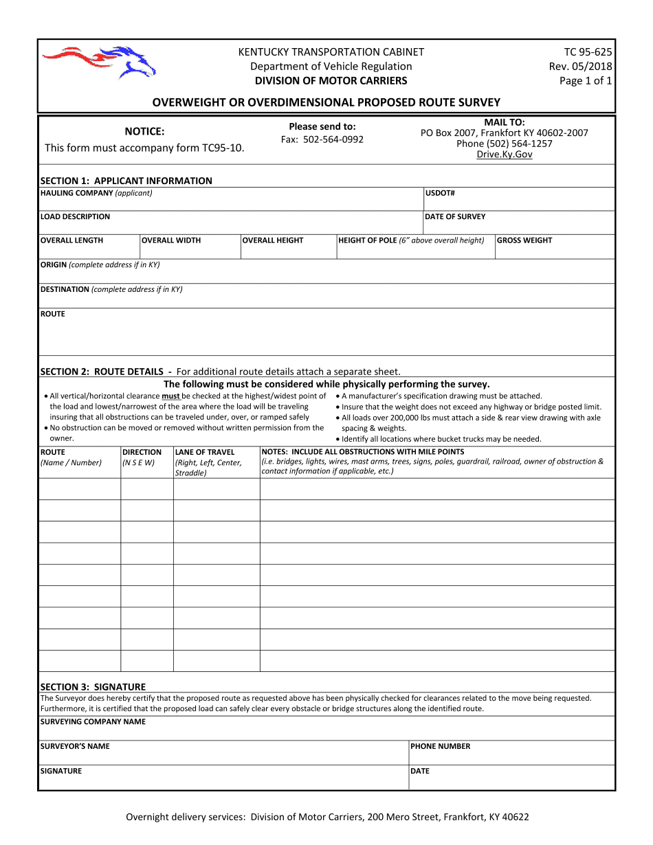  OverweightOverdimensional Proposed Route Survey 2018-2024