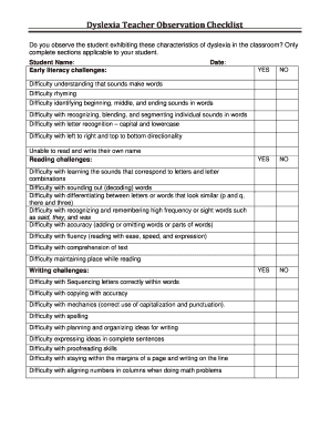 Teacher Observation Checklist PDF  Form