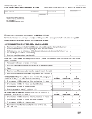  California Electronic Waste Fee Form 2018