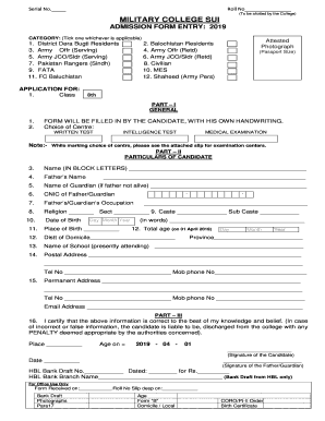 Military College Sui  Form