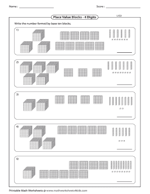 Thousands &amp; Hundreds Math Worksheets 4 Kids  Form