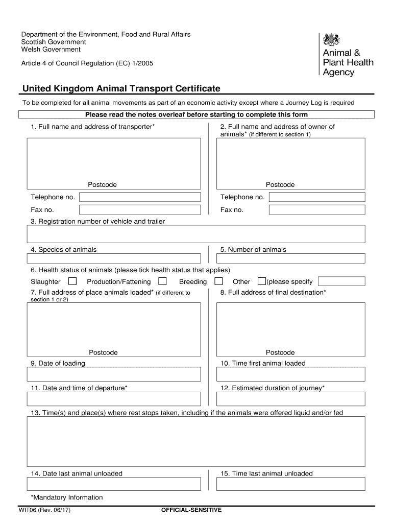  Defra Transporting Exotic Animals 2017-2024