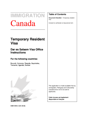 Canada Temporary Resident Visa Checklist  Form