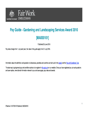 Gardening and Landscaping Award Pay Rates  Form
