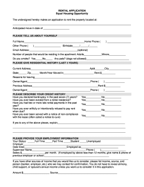 Anticipated Move in Date of  Form