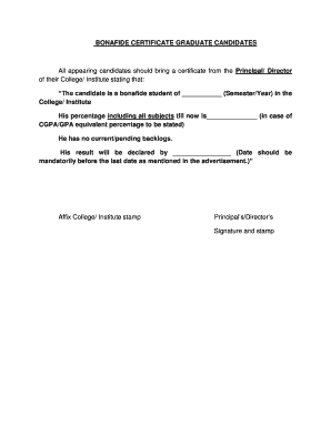 Bonafide Certificate  Form