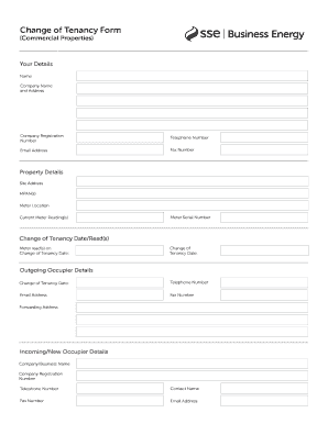 Sse Business Change of Tenancy  Form