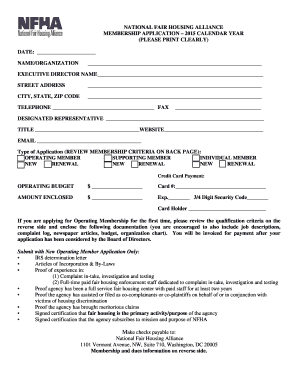 MEMBERSHIP APPLICATION CALENDAR YEAR  Form