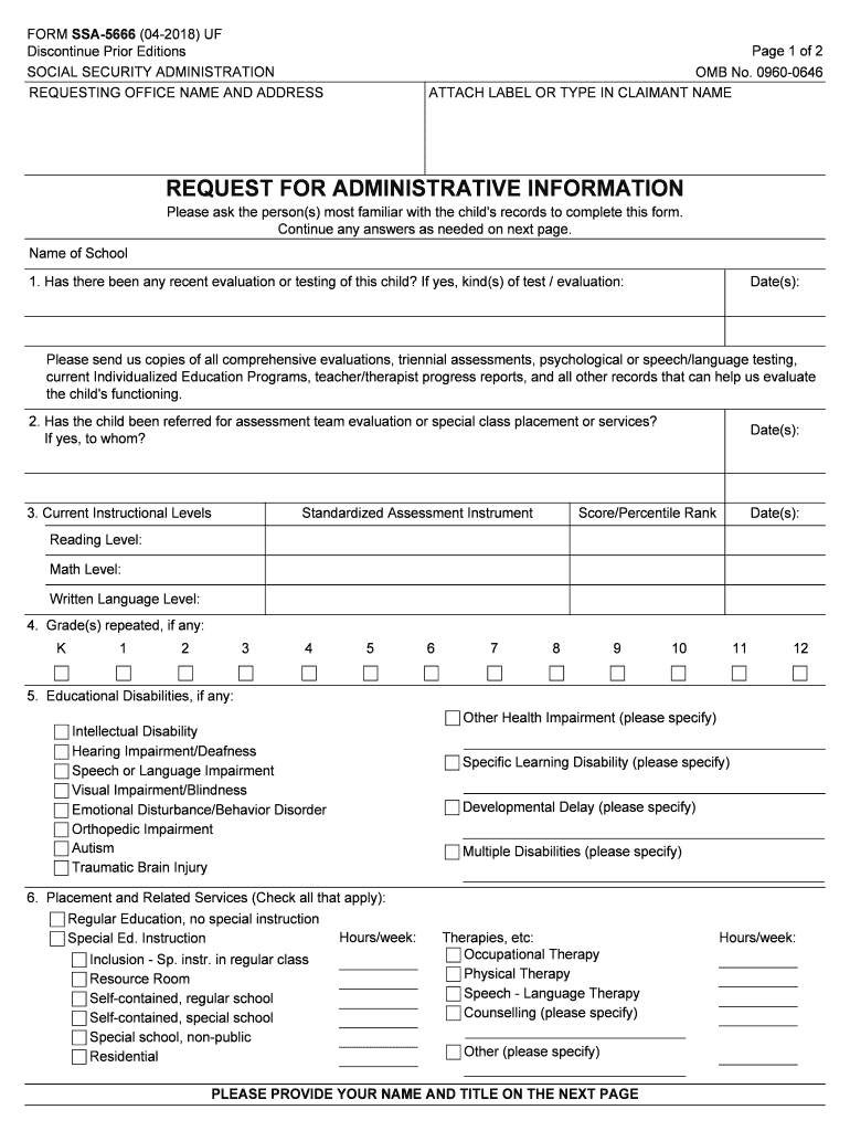 Request for Administrative Information Request for Administrative Information