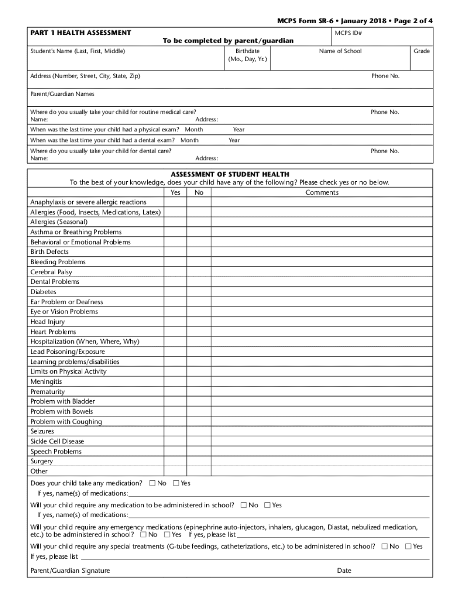 MCPS Form SR 6