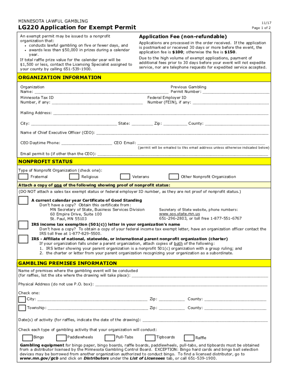  LG220 Application for Exempt Permit City of West St Paul 2017-2024