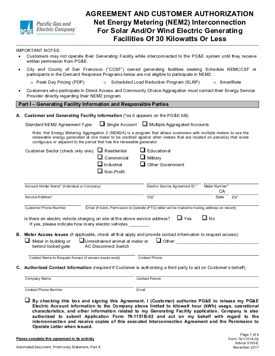  Form 79 1151A AGREEMENT and CUSTOMER AUTHORIZATION Net 2017-2024