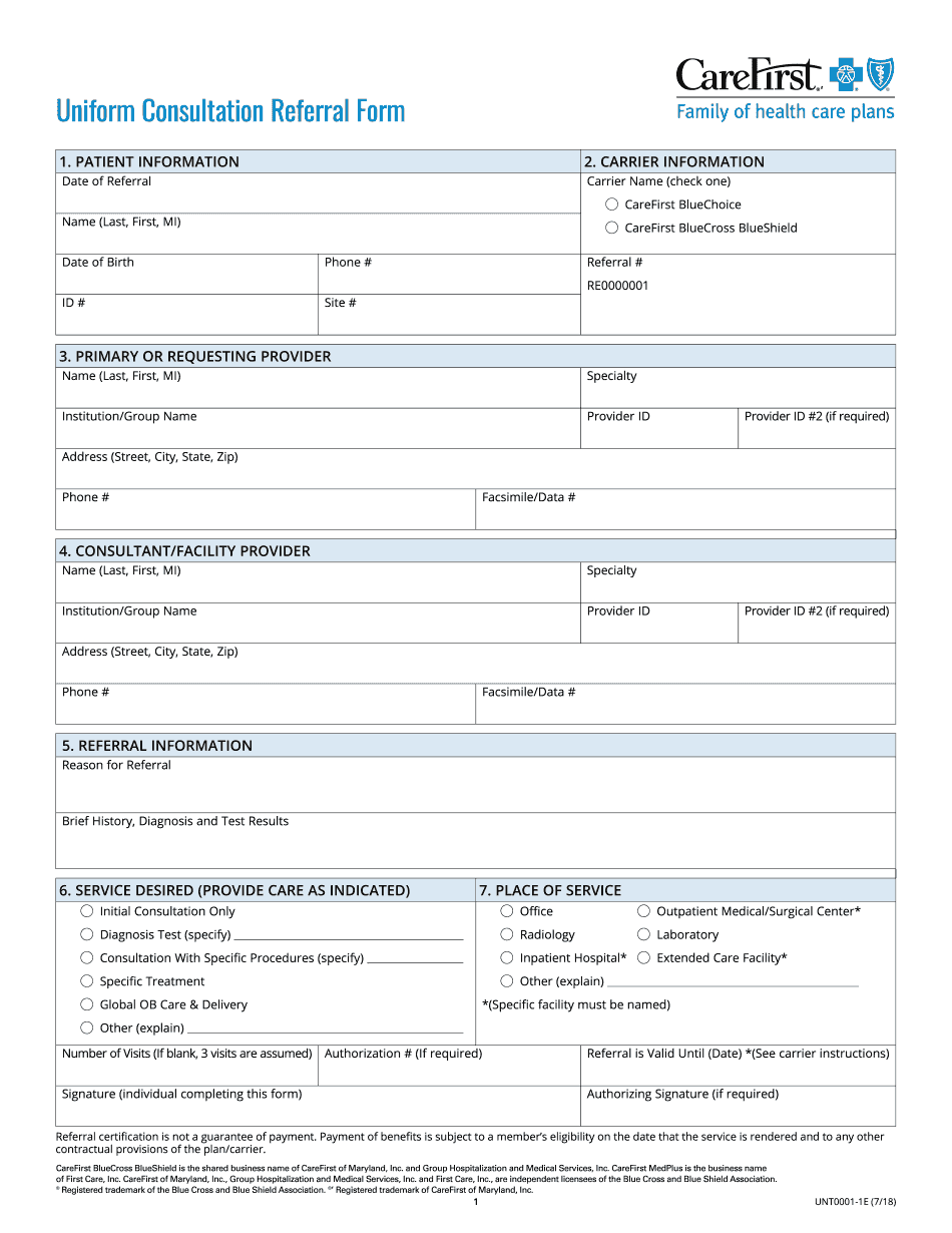  Maryland Uniform Consultation Referral Form 2018-2024