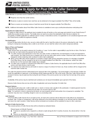 PS Form 1093 C How to Apply for Post Office Caller Service! the Safe Convenient Way to Get Your Mail PS Form 1093 C How to Apply