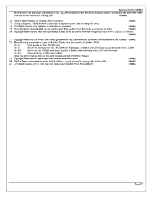 Kcse Questions on Balance Sheet  Form