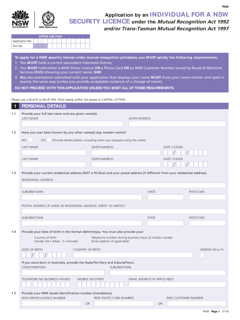  Form Nsw Security 2018-2024