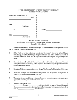  Affidavit in Support of Dissolution with Children DOC 2014-2024