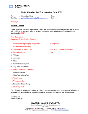 Reefer Pre Trip Inspection Checklist  Form