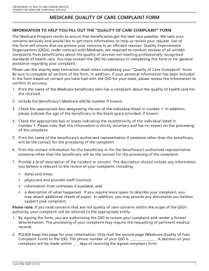  CMS 10287Medicare Quality of Care Complaint CMS 10287; Medicare Quality of Care Complaint; Fillable Pdf; 2015-2024