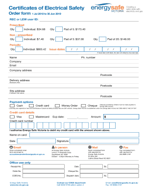 Certificate of Electrical Safety PDF  Form