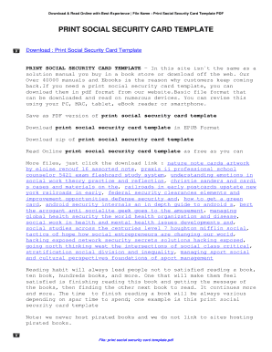 Social Security Card Template  Form