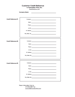 Customer Account Form Credit References AI