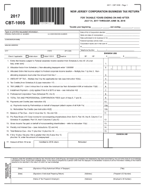  CBT 100S Form  S Corporation Business Tax Return CBT 100S Form  S Corporation Business Tax Return 2017