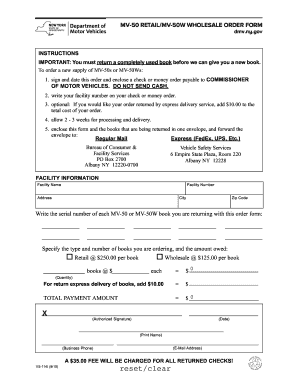 MV 50 RetailMV 50W Wholesale Order Form Order Form 2015