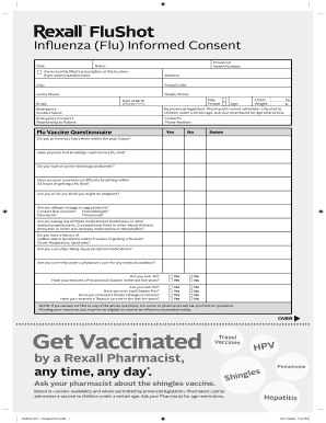 Rexall Ca Flu Shot  Form