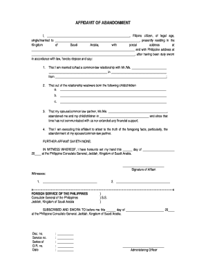 Affidavit of Abandonment Template  Form