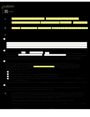  South Dakota Motor Vehicle Affidavit 2009-2024