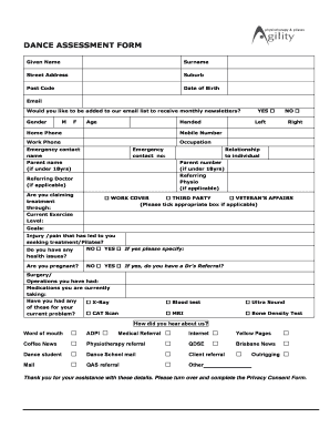 Pilates Assessment Form